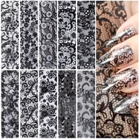 Lámina De Transferencia De Uñas Smallcat, 10 Hojas, Encaje Negro, Para Bricolaje