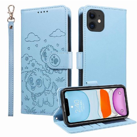 Funda Billetera Foxdock Compatible Con Iphone 11 , Diseño Perrito Tierno, Ranuras Para Tarjetas Y Soporte Plegable
