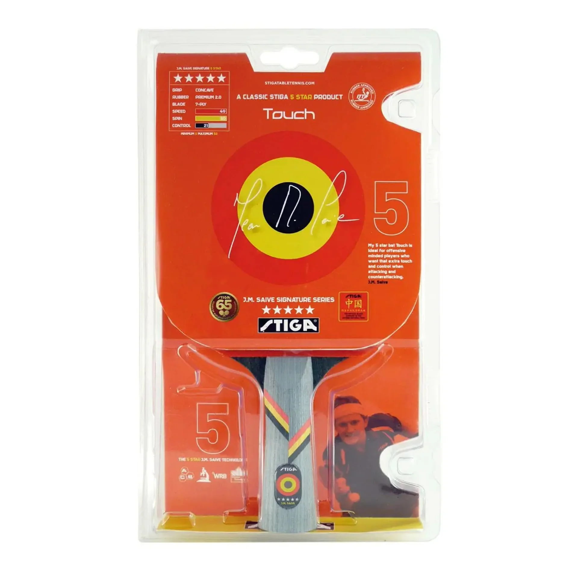 Stiga - Paleta Tenis De Mesa Jms Touch 5 Estrellas