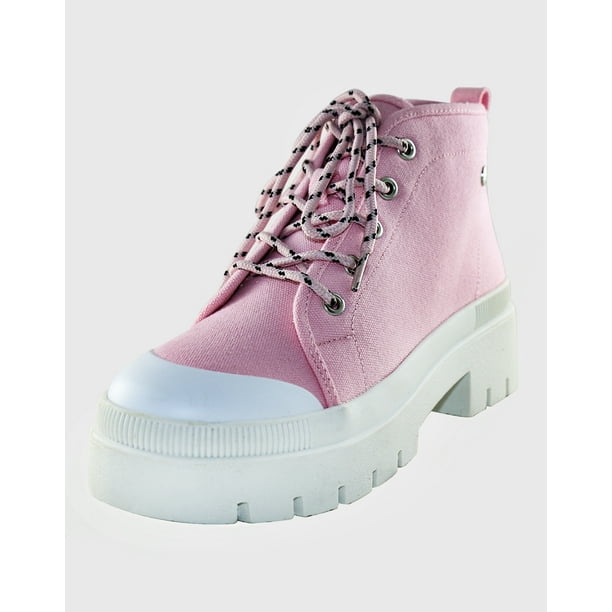 Zapatilla caña alta lona Rosado Danicolle