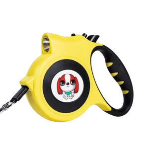 Importclick - Correa Mascota Perro Retráctil Automática 5 M Linterna Led Amarillo