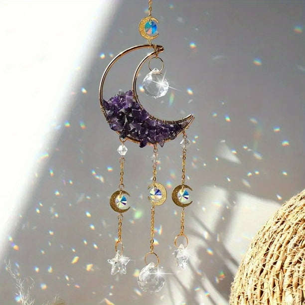 Gorgeous Crystal Moon Star Suncatcher - Add a Magical Window Rainbow to Your Home, Garden, Bedroom & More!