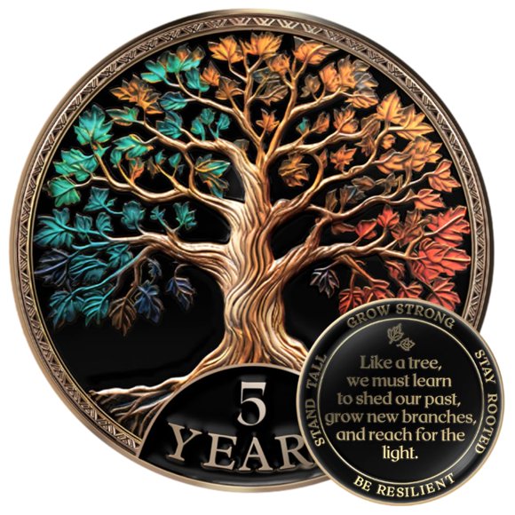 Set de regalo de monedas Sobriety con chip AA MilestoneMint Tree of Life