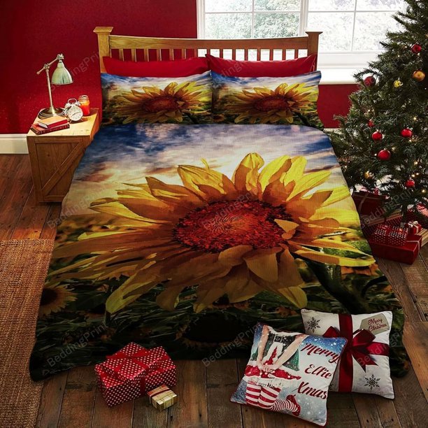 Sunflower Quilt Duvet Cover Set Bedclothes Pillowcase Soft Bedroom Decor3-Piece Bedding Set