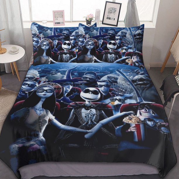 Nightmare Before Christmas 3-Piece Bedding Set Duvet Cover Set Soft Warm And Comfortable Soft Bed Set for Bedroom