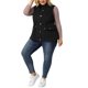 thumbnail image 4 of Agnes Orinda Chaquetas de Chaleco sin Mangas con Cordón en la Cintura con Cremallera y Botones para Mujer de Talla Grande 2X Negro, 4 of 9