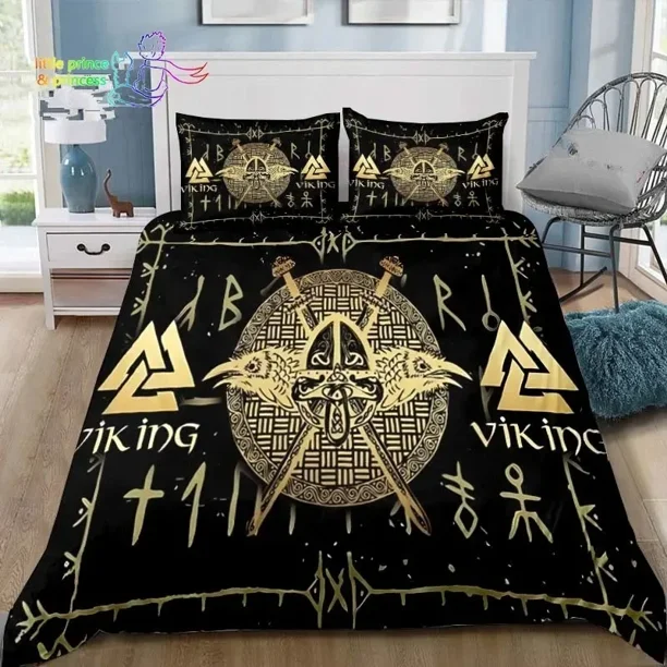 Vi Pattern Nordic Mythology Raven Bedding Set Bed Set Adult Kid Bedroom Bed Sheets