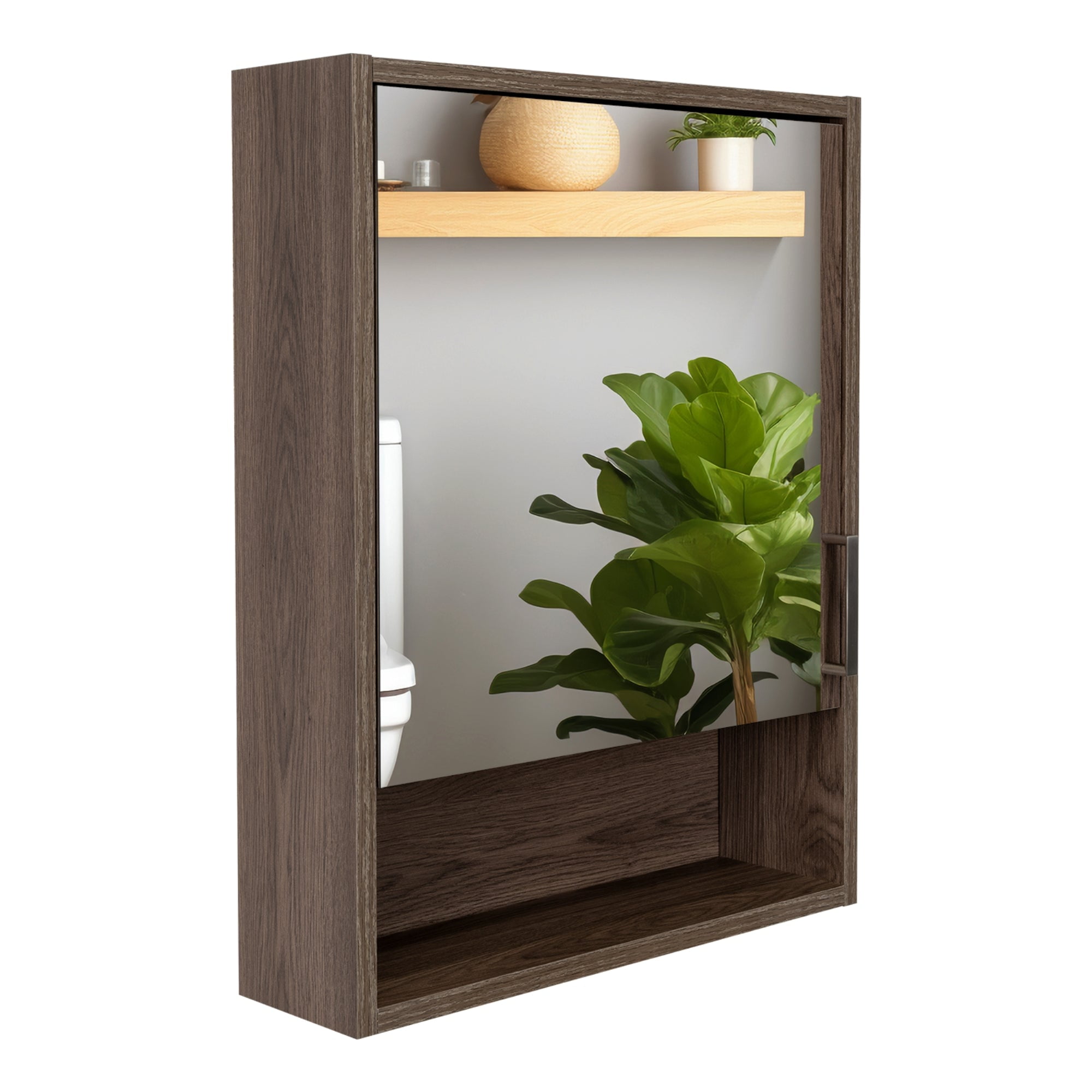 Fm Furniture - Botiquin 1 Puerta 60x46,5x13,6 Cm Café Oscuro