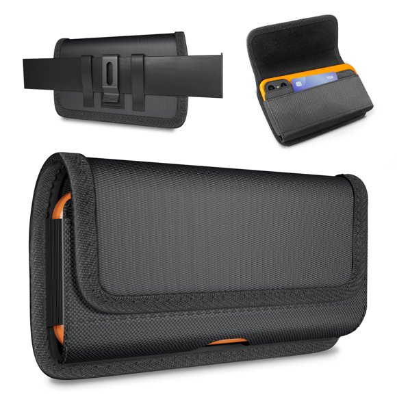 Funda de nylon resistente BOMEA para iPhone 17/16/15/14/13/12/11 Pro - Negro