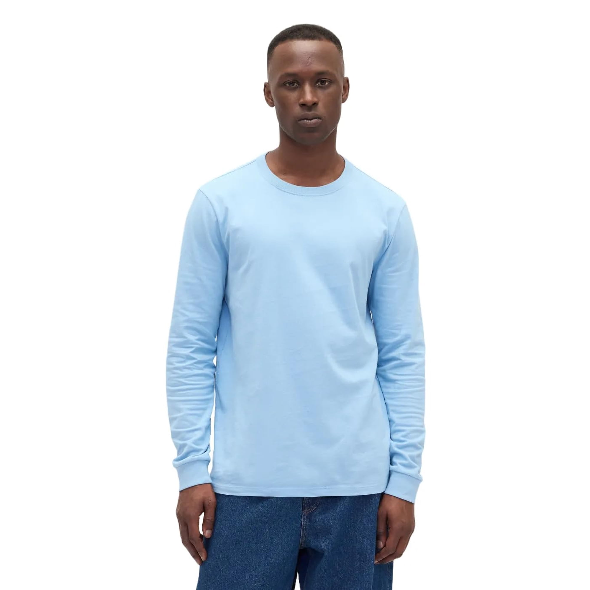 Camiseta Gap Para Hombre De Manga Larga Para Uso Diario, Azul Suave, Piedra L