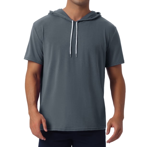 INSPIRE CHIC Sudadera con Capucha para Hombre, Camiseta de Manga Corta, Sudadera Deportiva con Cordón, Talla M, Gris Oscuro