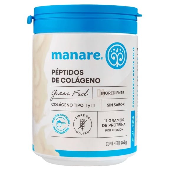 Colageno Hidrolizado Peptidos Manare 250 gr 21 Sv - Sin Sabor