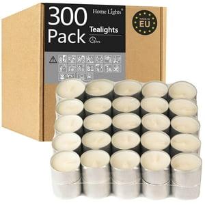 Home Lights - Candelabros Para El Hogar, 8 Horas De Combustión, Color Blanco, Paquete De 300
