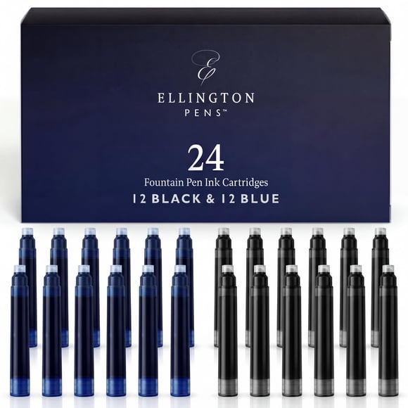 Recargas de Tinta para Pluma Fuente Ellington 24 Unidades Azul Negro