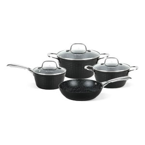 Batería De Cocina Antiadherente Black Copper 7 Pzs Simplit Negro
