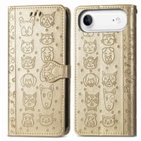 Funda Cartera Foxdock Para Iphone Air , Flip Pu Con Relieve De Gatos Y Perros, Tarjetero Y Soporte