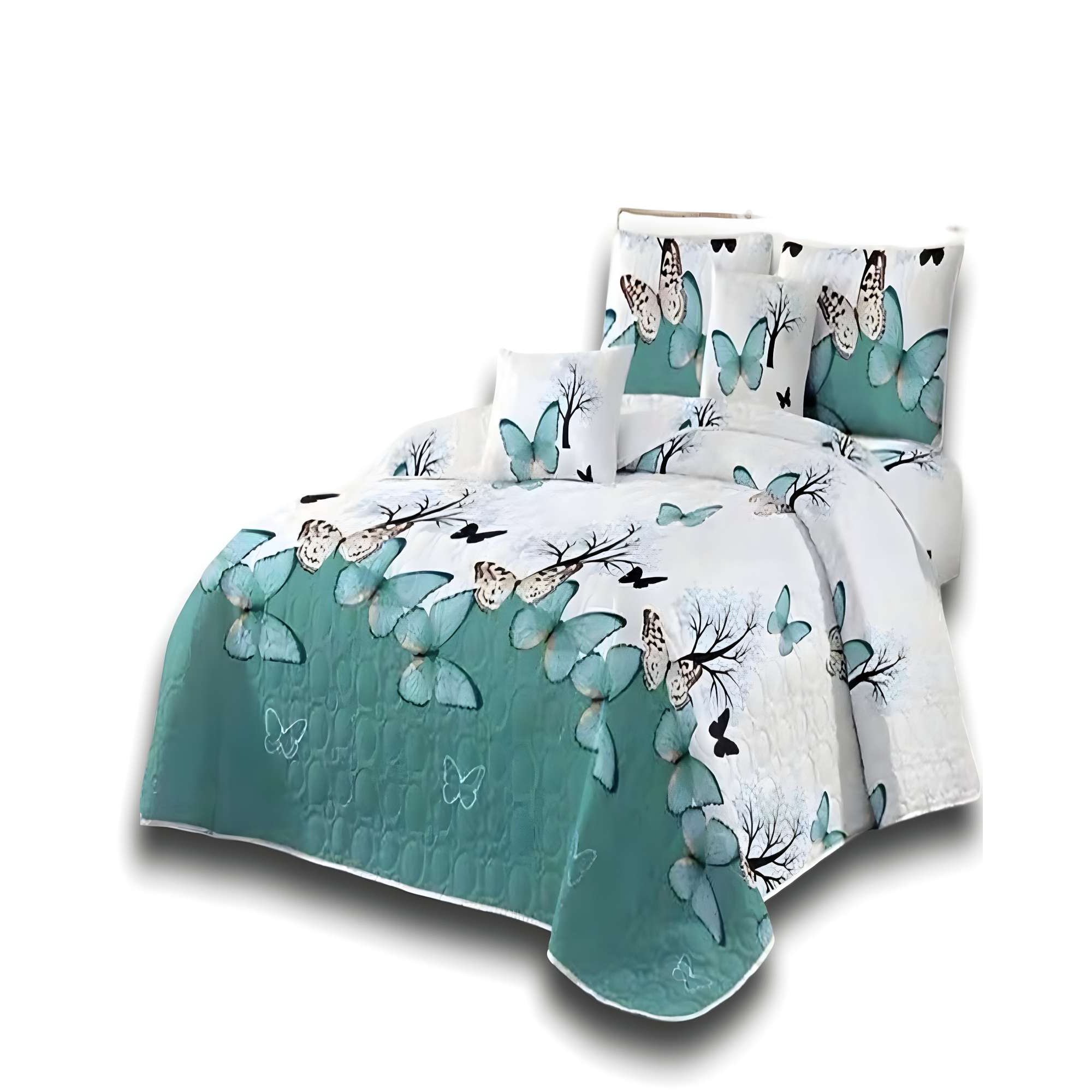 Genérico - Quilt De Verano King Diseño Mariposas Blanco