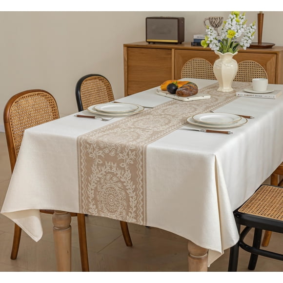 Mantel rectangular de lino beige UWWGKK – de alta resistencia