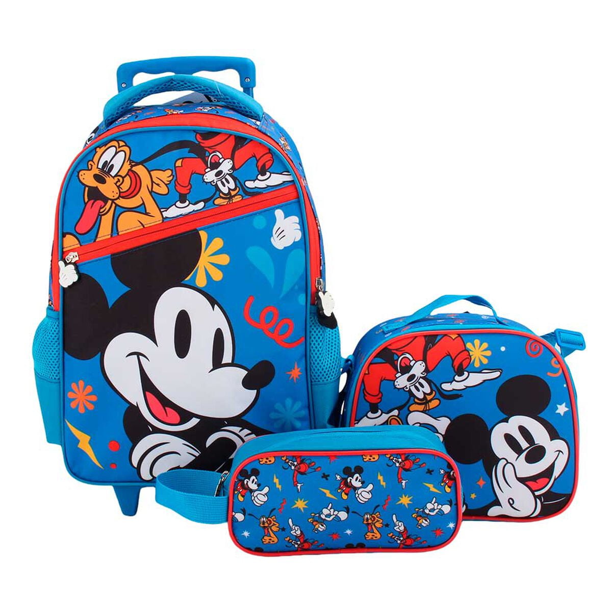 Intek - Set Promo Mochila Con Ruedas 3 Piezas Mickey