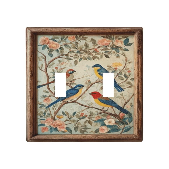 Placa de pared Zynvos de doble palanca con arte de pájaro y flor