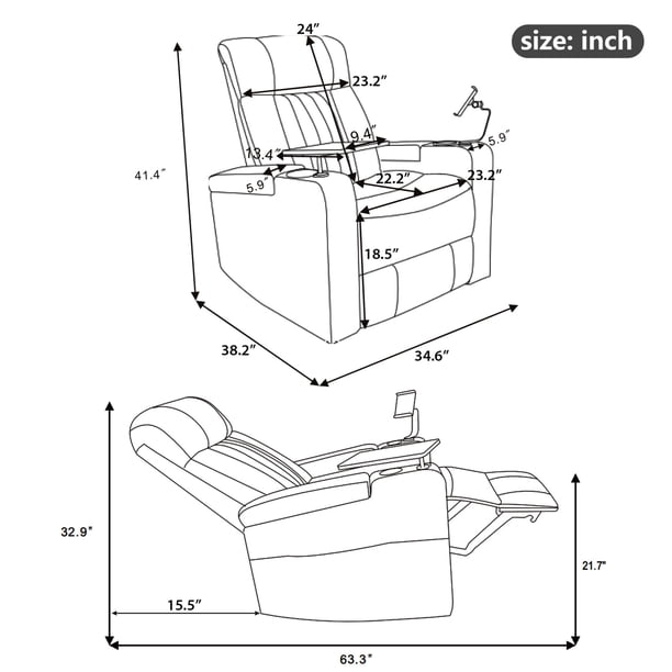 270° Power Swivel Recliner,Home Theater Seating With Hidden Arm Storage and LED Light Strip,Cup Holder,360° Swivel Tray Table,and Cell Phone Holder,Soft Living Room Chair(Old SKU SG000750AAB),Black