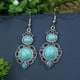 thumbnail image 1 of 1pair Boho Style Vintage Earrings with Turquoise - Ancient Silvery Design for Women and Girls, 1 of 5