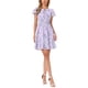 thumbnail image 1 of INSPIRE CHIC Vestido de Chifón Floral con Mangas Volantes, Lazo en el Cuello en V, por Encima de la Rodilla, Línea A con Volantes para Mujer, Talla S, Color Púrpura Claro, 1 of 6