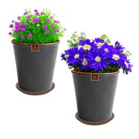 Pottery - Set De 2 Macetas Zaia 26 Cm Grafito Y Sus Platos