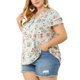 thumbnail image 4 of Agnes Orinda Blusas de Mujer Tallas Grandes Retro Floral Cuello en V con Capas de Manga Corta 4X Azul Claro, 4 of 7