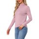 thumbnail image 4 of INSPIRE CHIC Camiseta de Cuello Alto de Manga Larga para Mujer, Camiseta Básica Ajustada de Viscosa Suave, Camiseta de Punto Elástica para Capas, Pequeña Rosa, 4 of 6