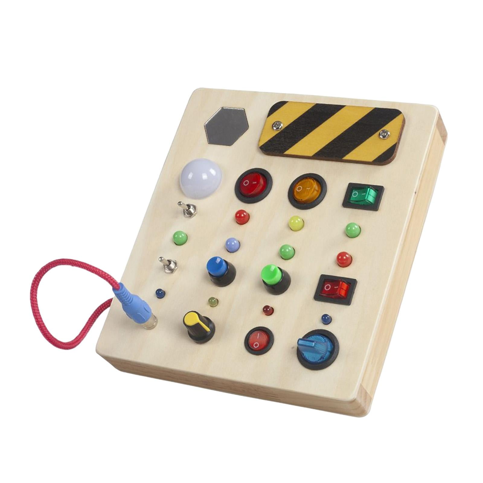 Magideal - Juguete Montessori Juguete De Viaje Juguete De Desarrollo De Habilidades Motoras Finas Tablero De Interruptor Led, Juguete De Madera Para Niños De 1 2