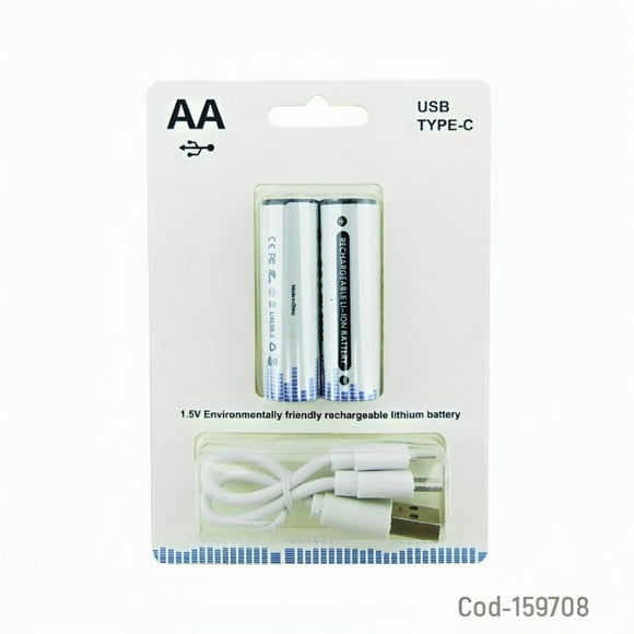 Pila Recargable Usb Type c Aa Set X 2 Pcs 1.5 Volt 2200 Mwh