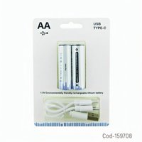 Genérico - Pila Recargable Usb Type C Aa Set X 2 Pcs 1.5 Volt 2200 Mwh