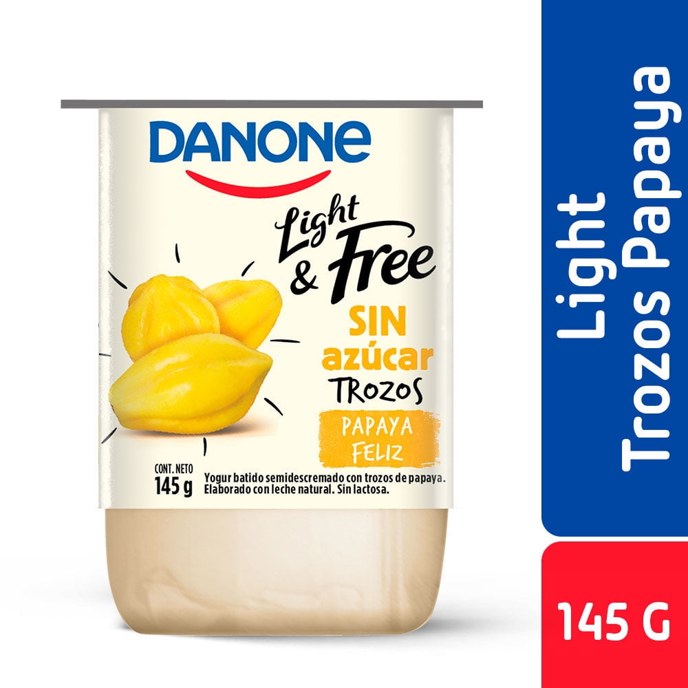 Yoghurt Light & Free Con Trozos De Papaya 145 g Danone