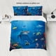 thumbnail image 1 of v2842 Bed Sheets piece down set with blue marine shark pattern ( down duvet cover+ pillowcases, no core) Bedroom bedding 3-Piece Bedding Set (1 Duvet Cover + 2 Pillow Shams) Bed Sheets ju2842, 1 of 5