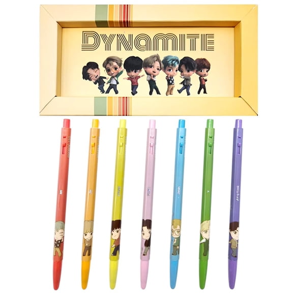 Pluma Bolígrafica TinyTAN BTS Kpop 0.5mm 7 Colores de Tinta (7 Plumas)