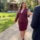 thumbnail image 3 of Agnes Orinda Conjunto de Traje de Negocios para Mujer Talla Grande de 2 Piezas con Blazer de Solapa con Botones y Faldas Lápiz Midi con Bolsillo 2X Burdeos, 3 of 8