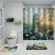 thumbnail image 1 of 4pcs Mermaid Bathroom Set - Waterproof Shower Curtain with 12 Hooks, Non-Slip Rug, Toilet Lid Cover Pad, and Toilet U-Shape Mat - Decorate Your Bathroom with Style and Comfort, 1 of 4