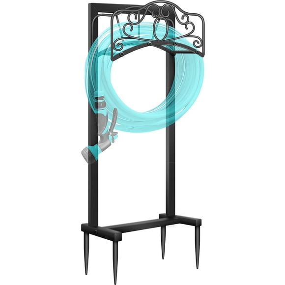 Soporte para manguera de jardín Shomextol mejorado, resistente, negro