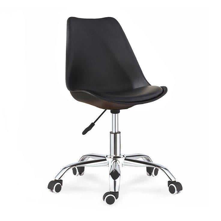 Tododescuento - Silla Tulip Con Ruedas Oficina- Negra
