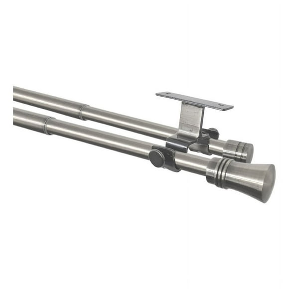 Set Doble De Barras Para Cortina Extensible 170-320 Cm De Metal Diámetro 16/19 Mm Soporte De Techo Terminal Cónico Color Satín