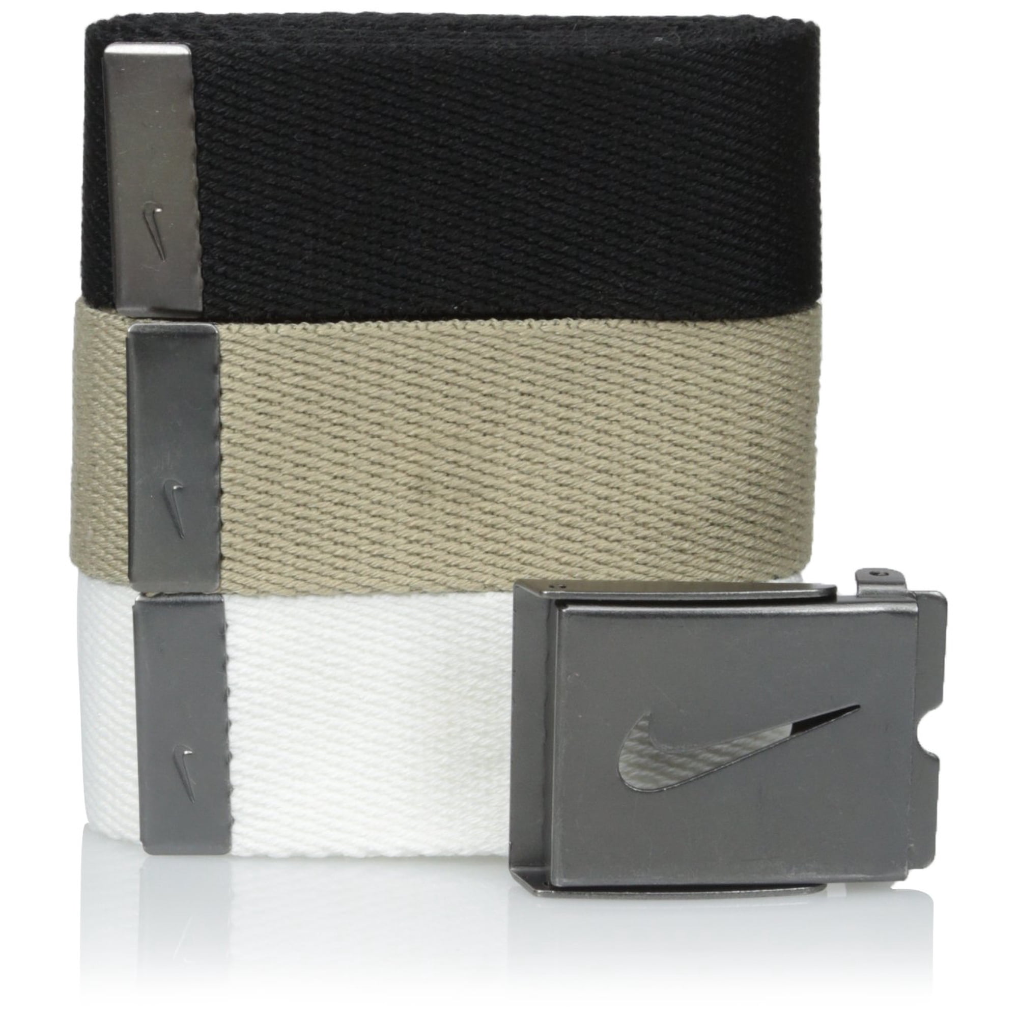 Paquete De 3 Cinturones De Golf Nike Standard Para Hombre, Blanco/caqui/negro