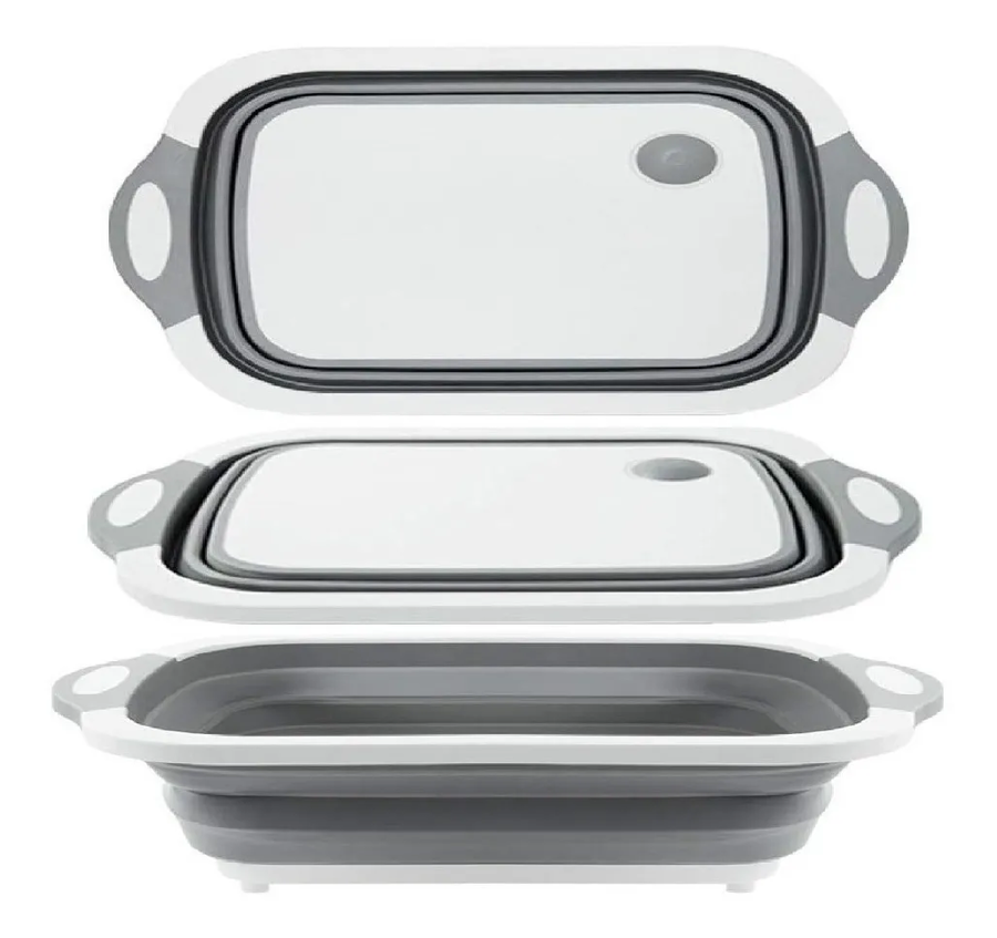Genérico - Tabla De Silicona 2 En 1 De Cortar Plegable Drenaje Cocinas Blanco
