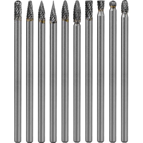Juego de 10 fresas de carburo con vástago de 1/4" (Staten Tools)