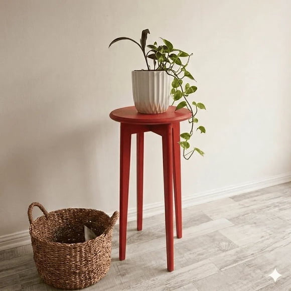 Mesa Lateral Auxiliar Velador Madera Natural 60x30cm Rojo modelo Olivia