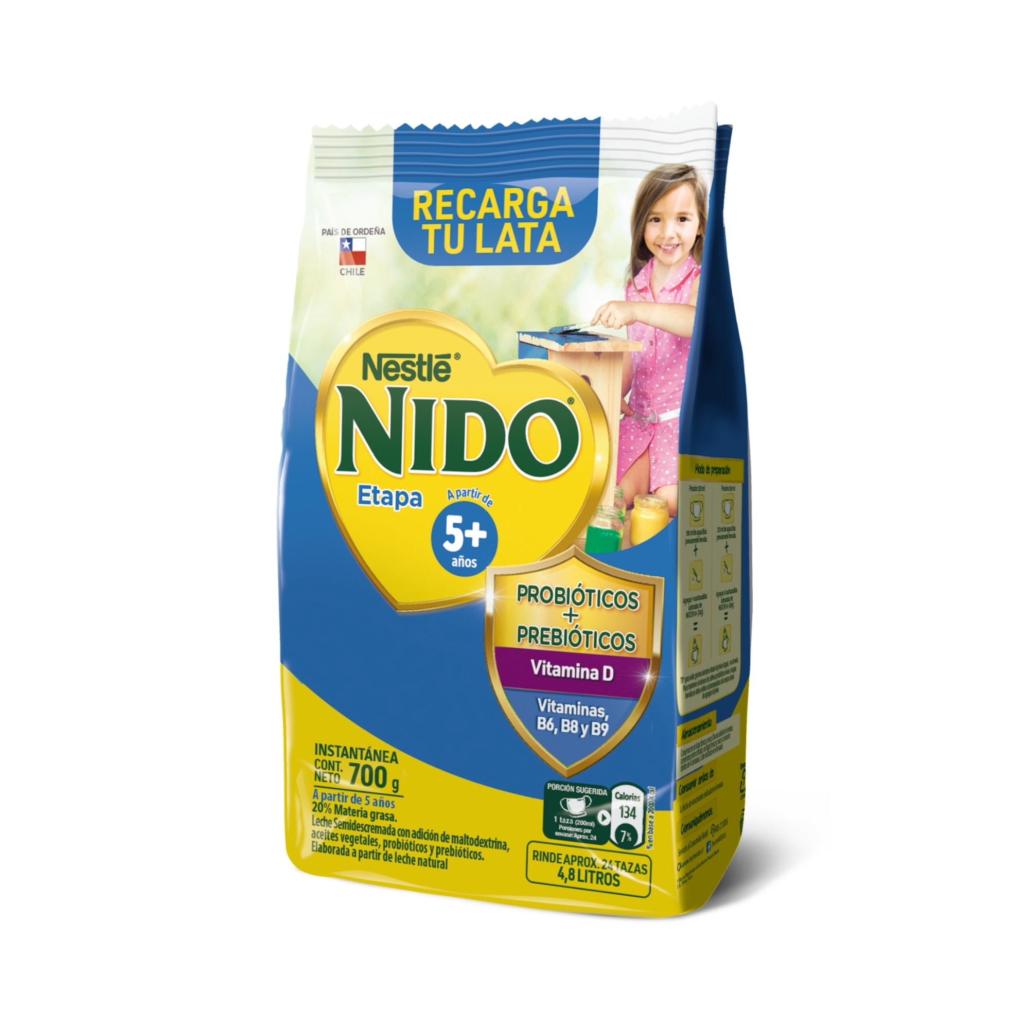 Leche En Polvo Semidescremada Etapa 5+ Bolsa 700 g Nido