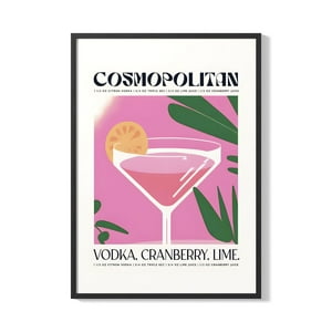 Creango - Cuadro Poster Enmarcado Cosmopolitan Coctel Decorativo