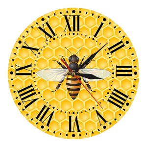 Bothyi - Bee On Yellow Hive Relojes De Pared 12 Pulgadas Silencioso Preciso Para Sala De Estar