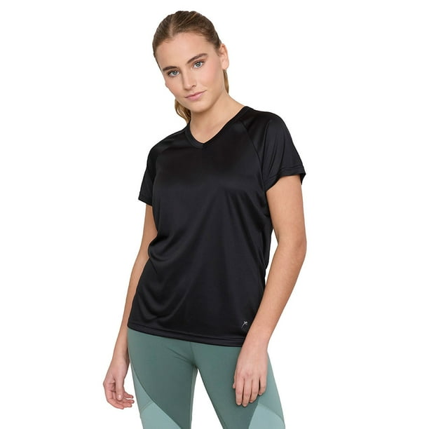 Polera Mujer Deportiva Poliéster Negro V-Neck Corona