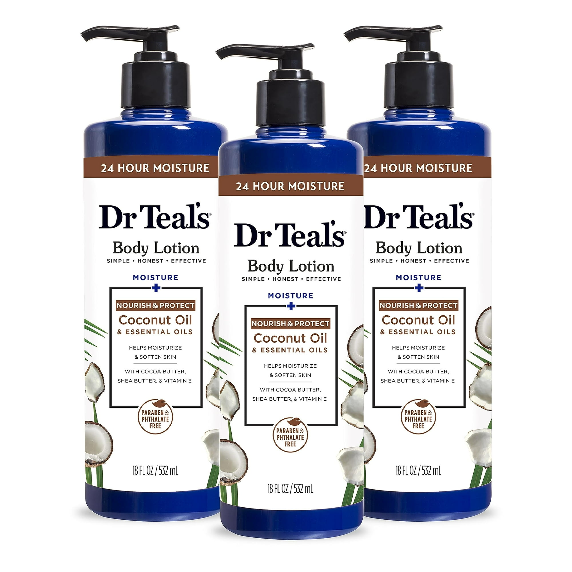 Loción Corporal Dr Teal's Con Aceite De Coco Y Aceites Esenciales 540 Ml (x3)